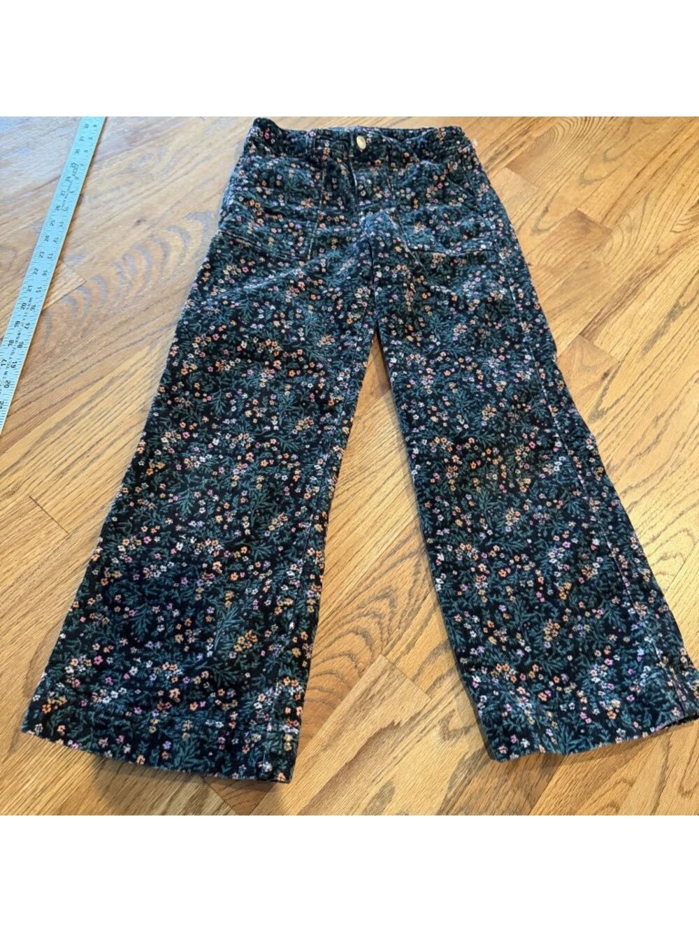 ART CLASS GIRLS FLORAL CORDUROY WIDE LEG PANTS SIZE 8
